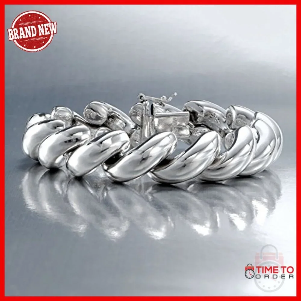 Italian Sterling Silver San Marco Link Bracelet 7.25 Inches